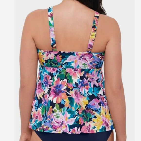 Swim Solutions Garden Swan Triple-Tiered Tankini Top Multicolor Size 10 8559 - Picture 3 of 3